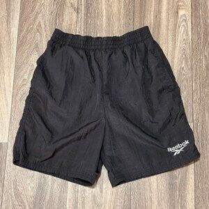 VINTAGE REEBOK BOYS' BIG KIDS SIZE L NYLON WINDBREAKER TRUNK SHORTS BLACK MESH